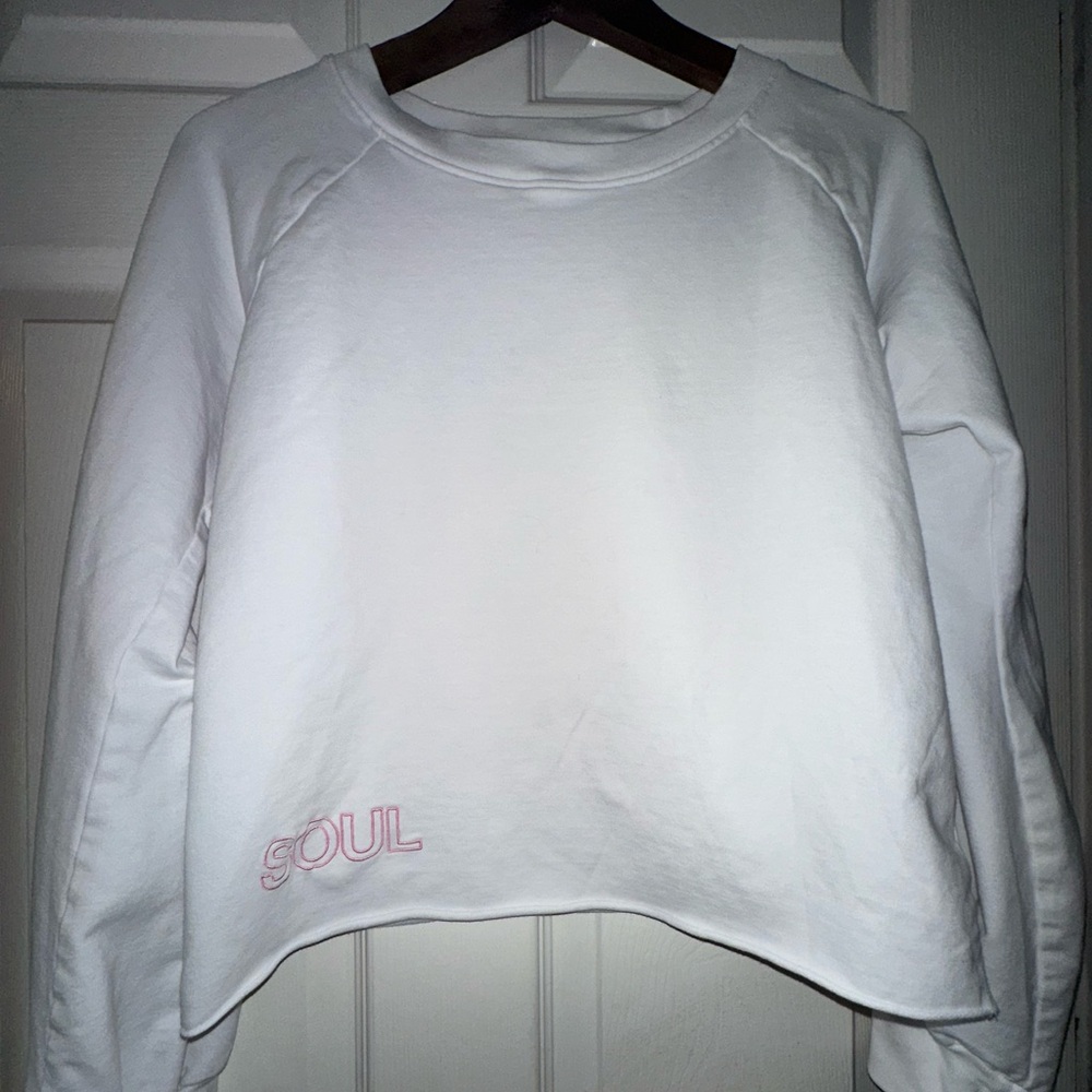 NATION LTD + SOUL CYCLE White Crop Crew Sweatshirt Pullover Size Small